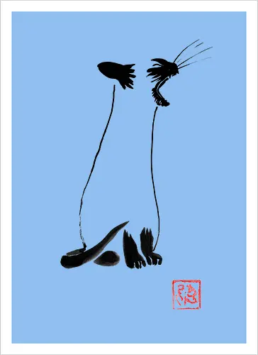 yawning siamese cat - sumie, japan, cat, ying yang - Artprint