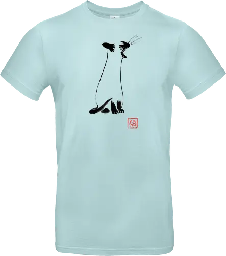 yawning siamese cat - sumie, japan, cat, ying yang - Standard T-Shirt