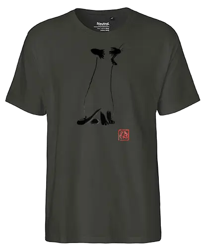 yawning siamese cat - sumie, japan, cat, ying yang - Fairtrade T-Shirt