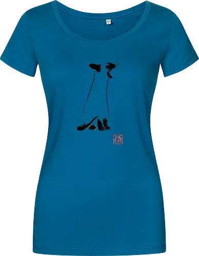 yawning siamese cat - sumie, japan, cat, ying yang - Women T-Shirt