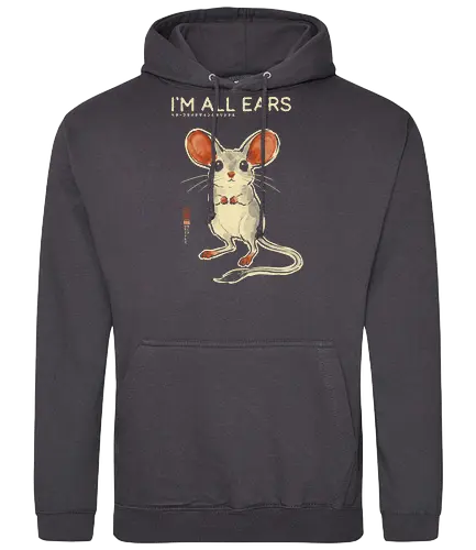 I'm All Ears - mouse, jerboa, funny, vintage, retro, japanese, quote, cute, big ears, mouse lover, humor, funny quote, pun, animal art, listening - Standard Hoodie