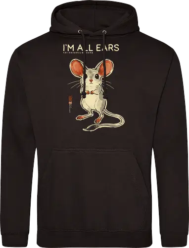 I'm All Ears - mouse, jerboa, funny, vintage, retro, japanese, quote, cute, big ears, mouse lover, humor, funny quote, pun, animal art, listening - Standard Hoodie