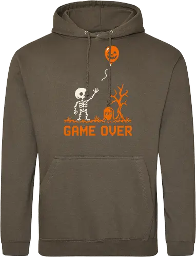 Game Over - Halloween - Pixel Art - Skelett - Kürbis - 8 Bit, Gamer, gruselig, Totenkopf, Geister, Friedhof, Halloween Deko, Retro, Halloween, Game Over, Skelett, Kürbis, Pixelkunst, Retro Gaming - Standard Hoodie