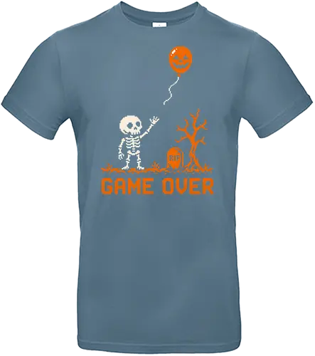 Game Over - Halloween - Pixel Art - Skelett - Kürbis - 8 Bit, Gamer, gruselig, Totenkopf, Geister, Friedhof, Halloween Deko, Retro, Halloween, Game Over, Skelett, Kürbis, Pixelkunst, Retro Gaming - Standard T-Shirt