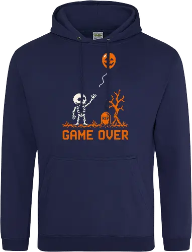 Game Over - Halloween - Pixel Art - Skelett - Kürbis - 8 Bit, Gamer, gruselig, Totenkopf, Geister, Friedhof, Halloween Deko, Retro, Halloween, Game Over, Skelett, Kürbis, Pixelkunst, Retro Gaming - Standard Hoodie