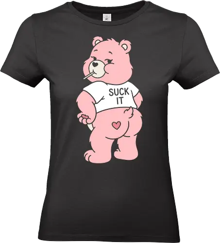 Cheeky Bear: Sweet & Sassy - pink bear shirt, cheeky teddy graphic tee, funny Y2K apparel, nostalgic 2000s streetwear, pastel aesthetic clothing, cute but sassy design, negative space bear art, bubblegum pop fashion, quirky cartoon merch, alternative aesthetic tee - Standard T-Shirt (Women)