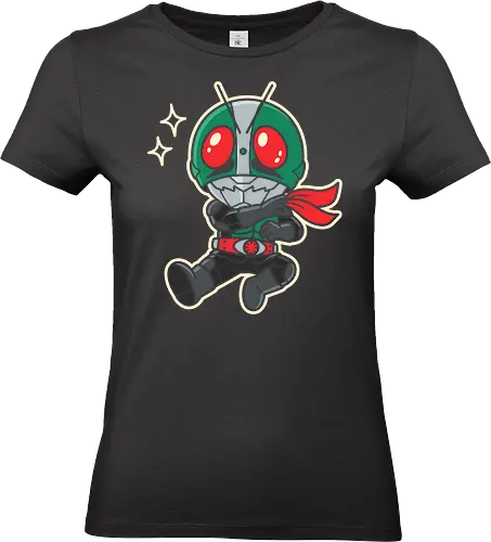 Henshin Hero: Chibi Grasshopper - Kamen Rider shirt, chibi superhero graphic tee, Tokusatsu apparel, retro Japanese hero streetwear, kawaii bug hero design, nostalgic action TV clothing, 70s pop culture tee, minimalist otaku fashion, masked rider merch, vintage Japanese hero graphic - Standard T-Shirt (Women)