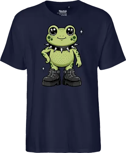 Punk Rock Toad: Kawaii Edge - punk frog shirt, kawaii goth apparel, edgy animal graphic tee, alternative streetwear clothing, spiked collar toad, chunky boots design, cute but psycho fashion, goblincore aesthetic tee, funny amphibian merch, comic book style graphic - Fairtrade T-Shirt