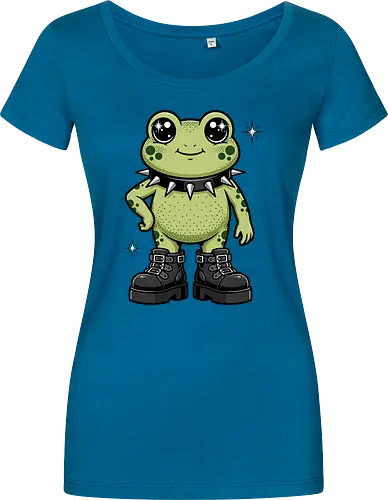 Punk Rock Toad: Kawaii Edge - punk frog shirt, kawaii goth apparel, edgy animal graphic tee, alternative streetwear clothing, spiked collar toad, chunky boots design, cute but psycho fashion, goblincore aesthetic tee, funny amphibian merch, comic book style graphic - Women T-Shirt