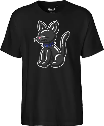 Popped Personality: The Punk Balloon Cat - balloon animal shirt, black cat graphic tee, punk rock kitty apparel, edgy alternative streetwear, funny cat mom clothing, ironic pop art design, spiked collar feline, cute but tough aesthetic, quirky festival fashion, pop culture animal tee - Fairtrade T-Shirt