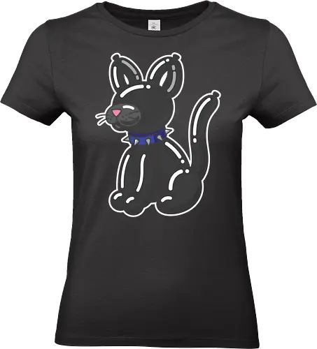 Popped Personality: The Punk Balloon Cat - balloon animal shirt, black cat graphic tee, punk rock kitty apparel, edgy alternative streetwear, funny cat mom clothing, ironic pop art design, spiked collar feline, cute but tough aesthetic, quirky festival fashion, pop culture animal tee - Standard T-Shirt (Women)