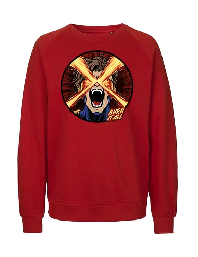 eye of destruction  - red visor, superhero fanart, superhuman powers, geek culture, mutant, proud, cyclops, Superhero, avengers, doomsday, drdoom - Fairtrade Sweatshirt