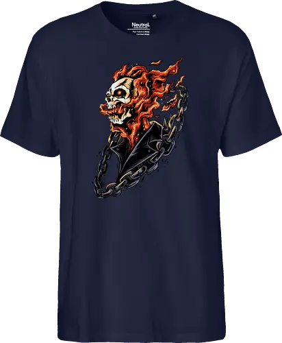 bound by hellfire  - ghostrider, flame, Comic, cool, hell rider, dark superhero, horror comic art, flaming skull, ghostrider, flame, Comic, cool, hell rider, dark superhero, horror comic art, flaming skull - Fairtrade T-Shirt