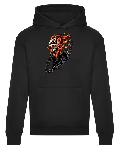 bound by hellfire  - ghostrider, flame, Comic, cool, hell rider, dark superhero, horror comic art, flaming skull, ghostrider, flame, Comic, cool, hell rider, dark superhero, horror comic art, flaming skull - Heavyweight Hoodie