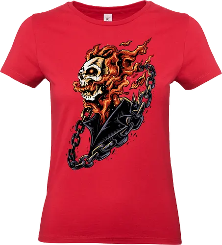 bound by hellfire  - ghostrider, flame, Comic, cool, hell rider, dark superhero, horror comic art, flaming skull, ghostrider, flame, Comic, cool, hell rider, dark superhero, horror comic art, flaming skull - Standard T-Shirt (Women)