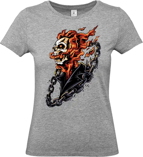 bound by hellfire  - ghostrider, flame, Comic, cool, hell rider, dark superhero, horror comic art, flaming skull, ghostrider, flame, Comic, cool, hell rider, dark superhero, horror comic art, flaming skull - Standard T-Shirt (Women)