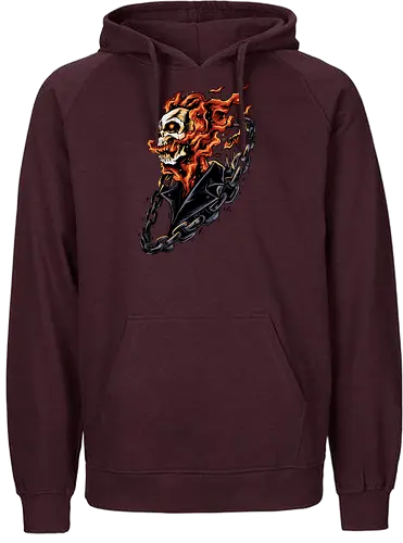 bound by hellfire  - ghostrider, flame, Comic, cool, hell rider, dark superhero, horror comic art, flaming skull, ghostrider, flame, Comic, cool, hell rider, dark superhero, horror comic art, flaming skull - Fairtrade Hoodie
