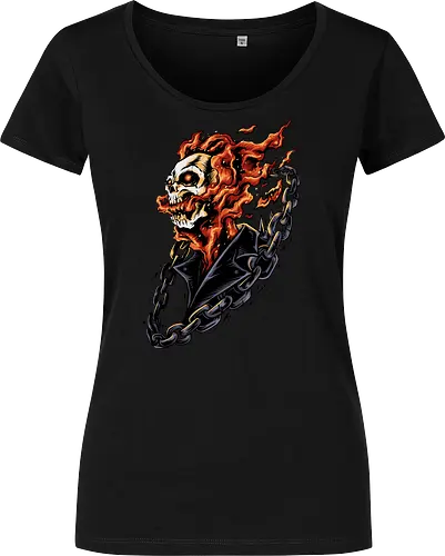 bound by hellfire  - ghostrider, flame, Comic, cool, hell rider, dark superhero, horror comic art, flaming skull, ghostrider, flame, Comic, cool, hell rider, dark superhero, horror comic art, flaming skull - Women T-Shirt