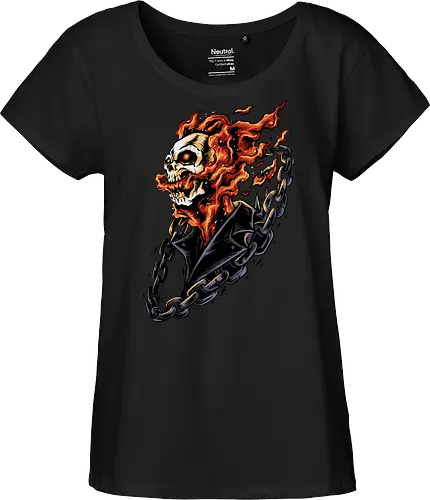 bound by hellfire  - ghostrider, flame, Comic, cool, hell rider, dark superhero, horror comic art, flaming skull, ghostrider, flame, Comic, cool, hell rider, dark superhero, horror comic art, flaming skull - Fairtrade Girl Shirt