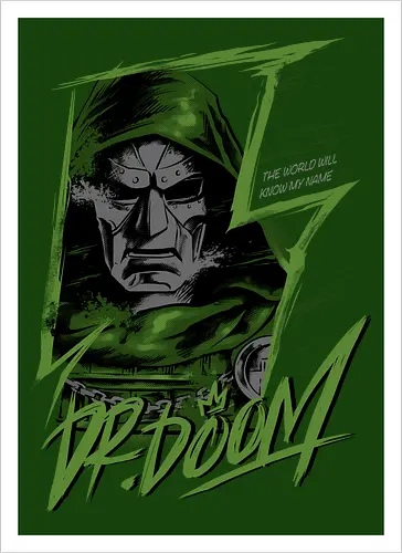 masked rebellion  - drdoom, dark monarch, green cloak, villain aesthetic, villlain, antihero, von doom, Superhero, doomsday - Artprint
