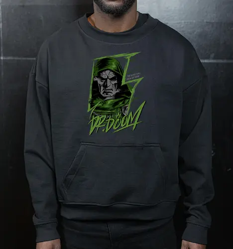 masked rebellion  - drdoom, dark monarch, green cloak, villain aesthetic, villlain, antihero, von doom, Superhero, doomsday - Cropped Sweatshirt