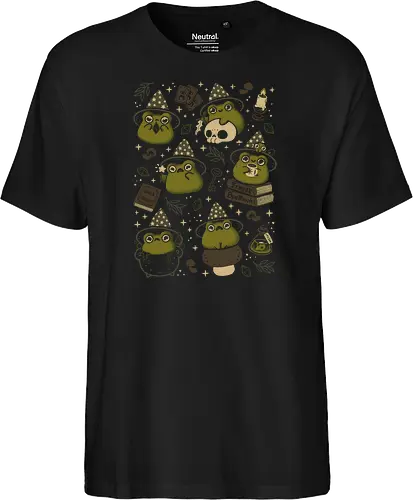 Cute Wizard Frog - wizard frog, cute frog, halloween, kawaii frog, witch, witch hat, magical, frog, frog lover, witchcore, goblincore, toad, pattern, seamless, xmorfina - Fairtrade T-Shirt