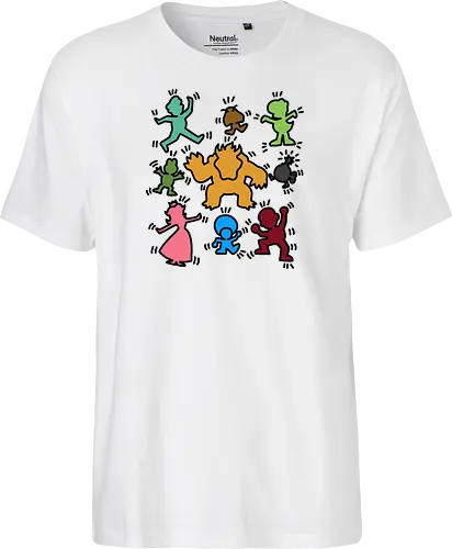 Classic Game Doodle - Mario, Luigi, Villain, Princess Peach - Fairtrade T-Shirt