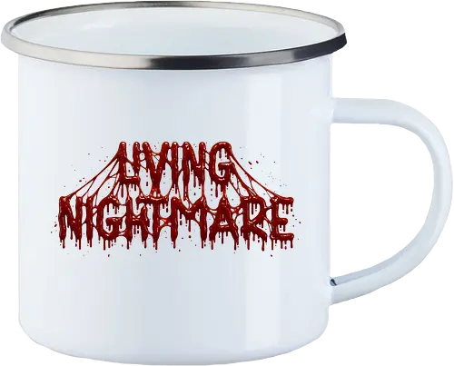 Living Nightmare - horror, blood, nightmare, creepy, gore, spooky, halloween, zombie, dark fantasy, death metal, scary, gothic, haunted, macabre, slasher - Enamel Mug