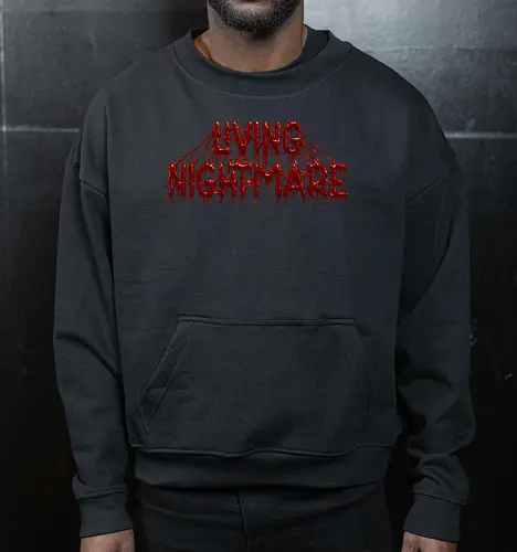 Living Nightmare - horror, blood, nightmare, creepy, gore, spooky, halloween, zombie, dark fantasy, death metal, scary, gothic, haunted, macabre, slasher - Cropped Sweatshirt