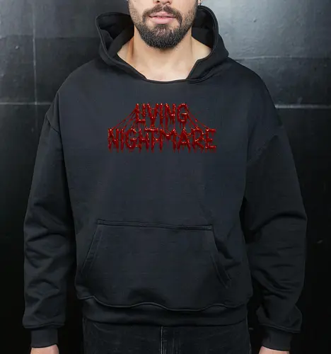 Living Nightmare - horror, blood, nightmare, creepy, gore, spooky, halloween, zombie, dark fantasy, death metal, scary, gothic, haunted, macabre, slasher - Cropped Hoodie