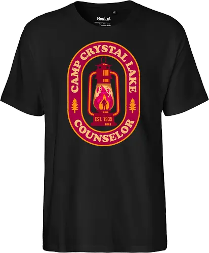 Camp Crystal Lake Counselor for halloween season - halloween, camp crystal lake, camp crystal lake counselor, halloween gifts, halloweentee, horror, horror fan, horror movie, humor, retro, scary, slasher, spooky - Fairtrade T-Shirt