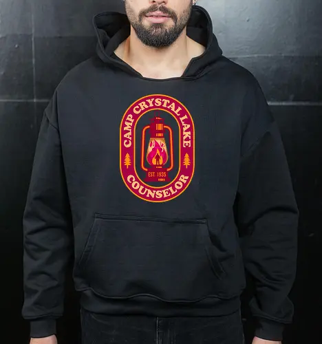 Camp Crystal Lake Counselor for halloween season - halloween, camp crystal lake, camp crystal lake counselor, halloween gifts, halloweentee, horror, horror fan, horror movie, humor, retro, scary, slasher, spooky - Cropped Hoodie