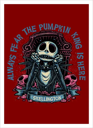 The pumpkin king is here - Movie, animated, animation, horror, Halloween, pumpkin, skeleton, character, fantasy - Artprint
