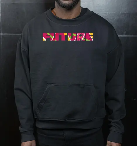 Rewind The Future - 80s, 80s movies, 90s, abstract, colorful, geometric, negative space art, nostalgia, pattern, retro, retro future, retro movies, time travel, vintage - Cropped Sweatshirt