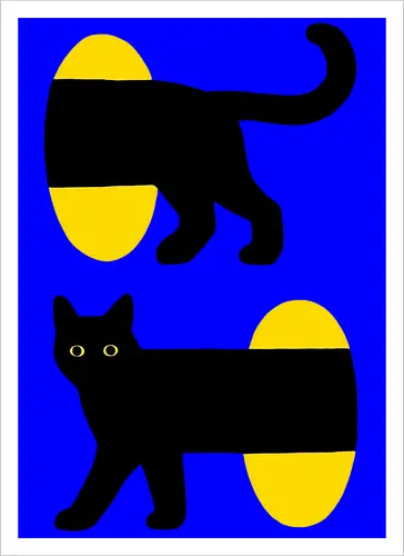 Unendlicher Tunnel Katze - Minimalistische Kunst, Modernes Poster, Surrealismus, Grafische Illustration, Optische Täuschung, Zeitgenössische Kunst, Gelb und Schwarz, Verspielte Katze, Geometrische Kunst, Pop-Surrealismus, Niedliche Katzenkunst, Abstrakte Tiere, Wanddekoration, Gateway - Artprint
