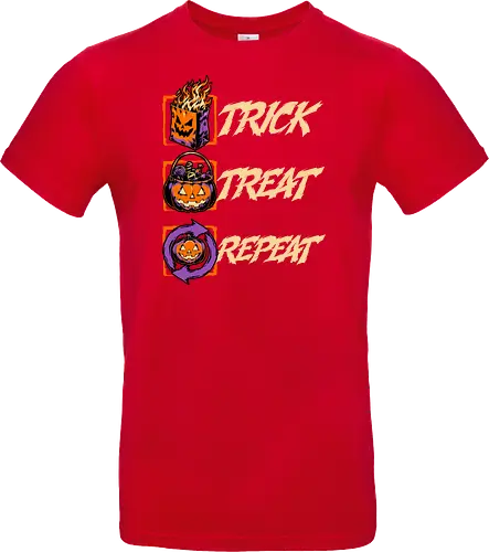 Halloween Trick Treat Repeat - Halloween, Halloween Humor, Halloween Design, Halloween Art, Halloween Aesthetic, Halloween Vibes, Funny Halloween, Halloween Pumpkin, Humor, Fun, Funny, Pumpkins, Pumpkin, Spooky Season, Spooky, Spooky Cute, Spooky Art, Spooky Vibes, Spooky Halloween, Spooky Humor, Creepy, Creepy Cute, Scary, Scary Cute, Candies, Candy, Jack O Lantern, Jack-o-lantern, Jack O Lantern Design, Fire, Bag, Trick Or Treat, Trick R Treat, Treats, Treat, Quote, Repeat - Standard T-Shirt