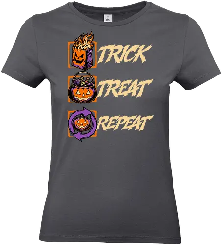 Halloween Trick Treat Repeat - Halloween, Halloween Humor, Halloween Design, Halloween Art, Halloween Aesthetic, Halloween Vibes, Funny Halloween, Halloween Pumpkin, Humor, Fun, Funny, Pumpkins, Pumpkin, Spooky Season, Spooky, Spooky Cute, Spooky Art, Spooky Vibes, Spooky Halloween, Spooky Humor, Creepy, Creepy Cute, Scary, Scary Cute, Candies, Candy, Jack O Lantern, Jack-o-lantern, Jack O Lantern Design, Fire, Bag, Trick Or Treat, Trick R Treat, Treats, Treat, Quote, Repeat - Standard T-Shirt (Women)