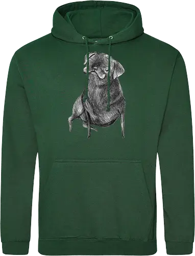Der Kleine Gentleman Mit Dem Neugierigen Blick - Mops, süßer Hund, schwarzer Hund, süßes Tier, Tierkunst, Bleistiftzeichnung, Illustration, Hundeliebhaber, Haustier, Tierportrait, minimalistische Kunst, kleiner Hund, Schwarzweißkunst, neugieriger Hund, Hundekunst - Standard Hoodie
