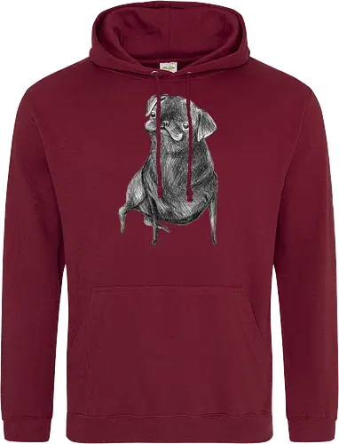 Der Kleine Gentleman Mit Dem Neugierigen Blick - Mops, süßer Hund, schwarzer Hund, süßes Tier, Tierkunst, Bleistiftzeichnung, Illustration, Hundeliebhaber, Haustier, Tierportrait, minimalistische Kunst, kleiner Hund, Schwarzweißkunst, neugieriger Hund, Hundekunst - Standard Hoodie