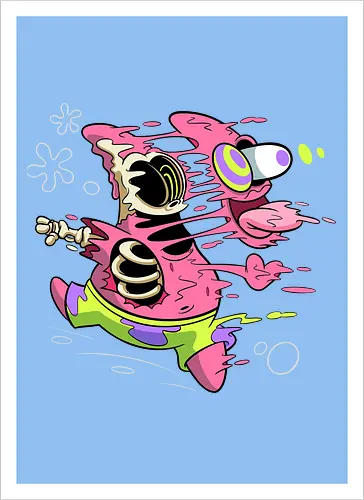 Freaky Stern - Psychedelische Chaos-Kreatur - freaky star, rosa kreatur, horror kunst, creepy cartoon, skelett kunst, body horror, patrick star, seltsame kreatur, dark cartoon, surreal art, Sponge, patrick horror, patrick freaky, patrick star fan art, spongebob horror, cartoon horror, creepy art, horror cartoon, skeleton art, seltsamer charakter, geek art, body horror, dark art, surreal art, creepy cartoon, patrick star art, geek art, pop culture, weird art, psychedelic art, creepy art, monster design, horror cartoon - Artprint