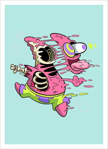 Freaky Stern - Psychedelische Chaos-Kreatur - freaky star, rosa kreatur, horror kunst, creepy cartoon, skelett kunst, body horror, patrick star, seltsame kreatur, dark cartoon, surreal art, Sponge, patrick horror, patrick freaky, patrick star fan art, spongebob horror, cartoon horror, creepy art, horror cartoon, skeleton art, seltsamer charakter, geek art, body horror, dark art, surreal art, creepy cartoon, patrick star art, geek art, pop culture, weird art, psychedelic art, creepy art, monster design, horror cartoon - Artprint