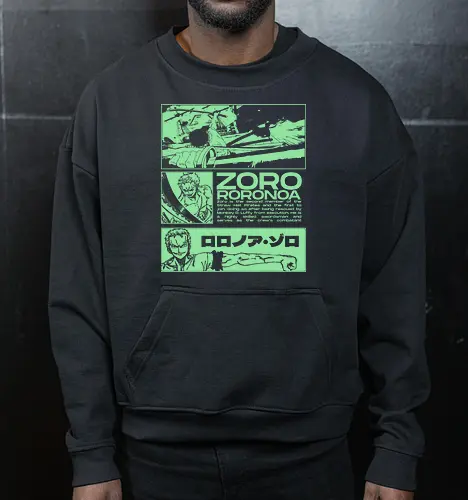 Zoro Roronoa - Straw Hat Pirates Swordman - one, piece, zoro, roronoa, anime, anime gift, jjk, pirate - Cropped Sweatshirt