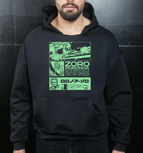 Zoro Roronoa - Straw Hat Pirates Swordman - one, piece, zoro, roronoa, anime, anime gift, jjk, pirate - Cropped Hoodie
