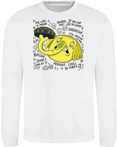 Eine Fliege hat meinen Apfelkuchen berührt – Cartoon - Cartoon, Tree Trunks, Apfelkuchen, Cartoon-Figur, gelber Elefant, schockierter Gesichtsausdruck, Land Ooo, Kuchen, Zeichentrickserie, verzweifeltes Gesicht - Sweatshirt