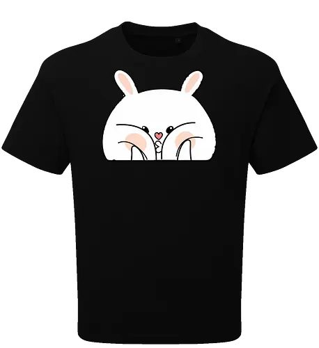 Meme mit dem verwöhnten Kaninchen und den dicken Backen - Weiß, Tier, Tiere, Aufkleber, Meme, Rosa, Gefällt mir, Kaninchen, Niedlich, Groß, Hase, Spielen, Fanart, Wangen, Zwinkern - Oversize T-Shirt