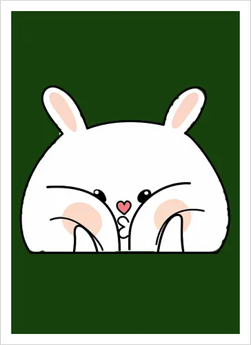 Meme mit dem verwöhnten Kaninchen und den dicken Backen - Weiß, Tier, Tiere, Aufkleber, Meme, Rosa, Gefällt mir, Kaninchen, Niedlich, Groß, Hase, Spielen, Fanart, Wangen, Zwinkern - Artprint