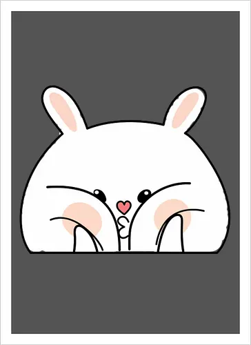 Meme mit dem verwöhnten Kaninchen und den dicken Backen - Weiß, Tier, Tiere, Aufkleber, Meme, Rosa, Gefällt mir, Kaninchen, Niedlich, Groß, Hase, Spielen, Fanart, Wangen, Zwinkern - Artprint