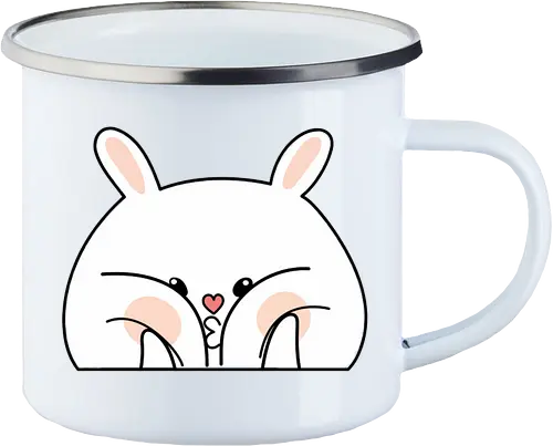 Meme mit dem verwöhnten Kaninchen und den dicken Backen - Weiß, Tier, Tiere, Aufkleber, Meme, Rosa, Gefällt mir, Kaninchen, Niedlich, Groß, Hase, Spielen, Fanart, Wangen, Zwinkern - Enamel Mug