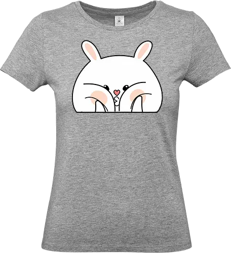 Meme mit dem verwöhnten Kaninchen und den dicken Backen - Weiß, Tier, Tiere, Aufkleber, Meme, Rosa, Gefällt mir, Kaninchen, Niedlich, Groß, Hase, Spielen, Fanart, Wangen, Zwinkern - Standard T-Shirt (Women)