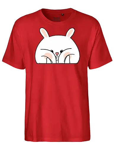 Meme mit dem verwöhnten Kaninchen und den dicken Backen - Weiß, Tier, Tiere, Aufkleber, Meme, Rosa, Gefällt mir, Kaninchen, Niedlich, Groß, Hase, Spielen, Fanart, Wangen, Zwinkern - Fairtrade T-Shirt